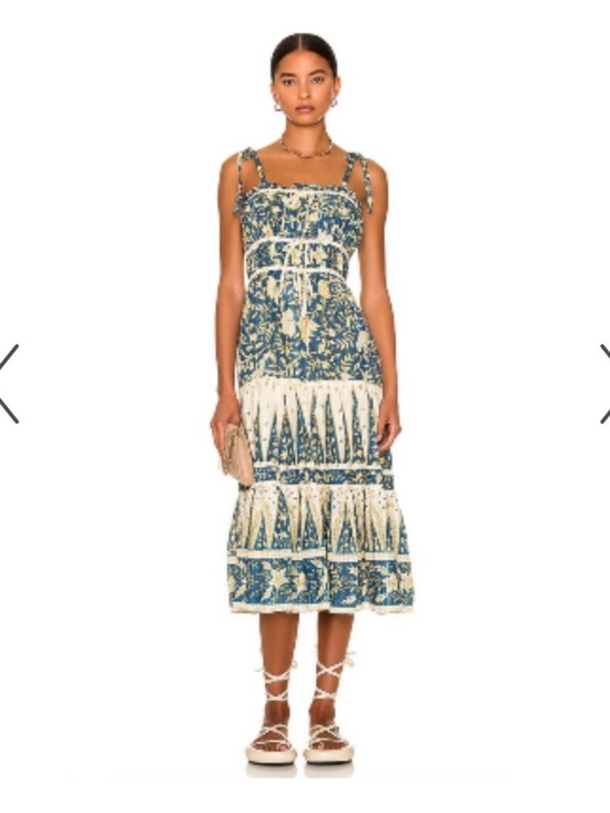 Ulla Johnson Dresses & Skirts - Ulla Johnson Blue Cream Printed Tie-Shoulder Midi Indah Dress Lanai Size 4